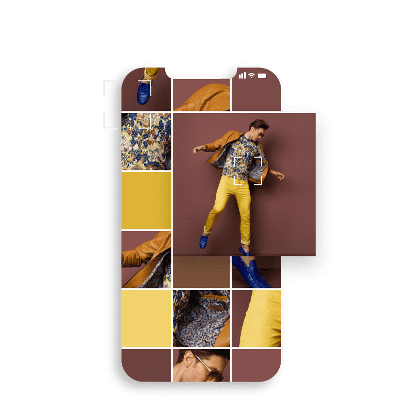 Image of a mobile phone featuring a fashionable dressed man