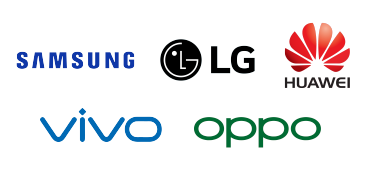 Logos for Samsung, LG, Huawei, Vivo, and Oppo