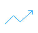Single line graph icon pointing up representing track emerging trends