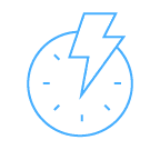 Abstract clock face and lightning bolt representing fast results